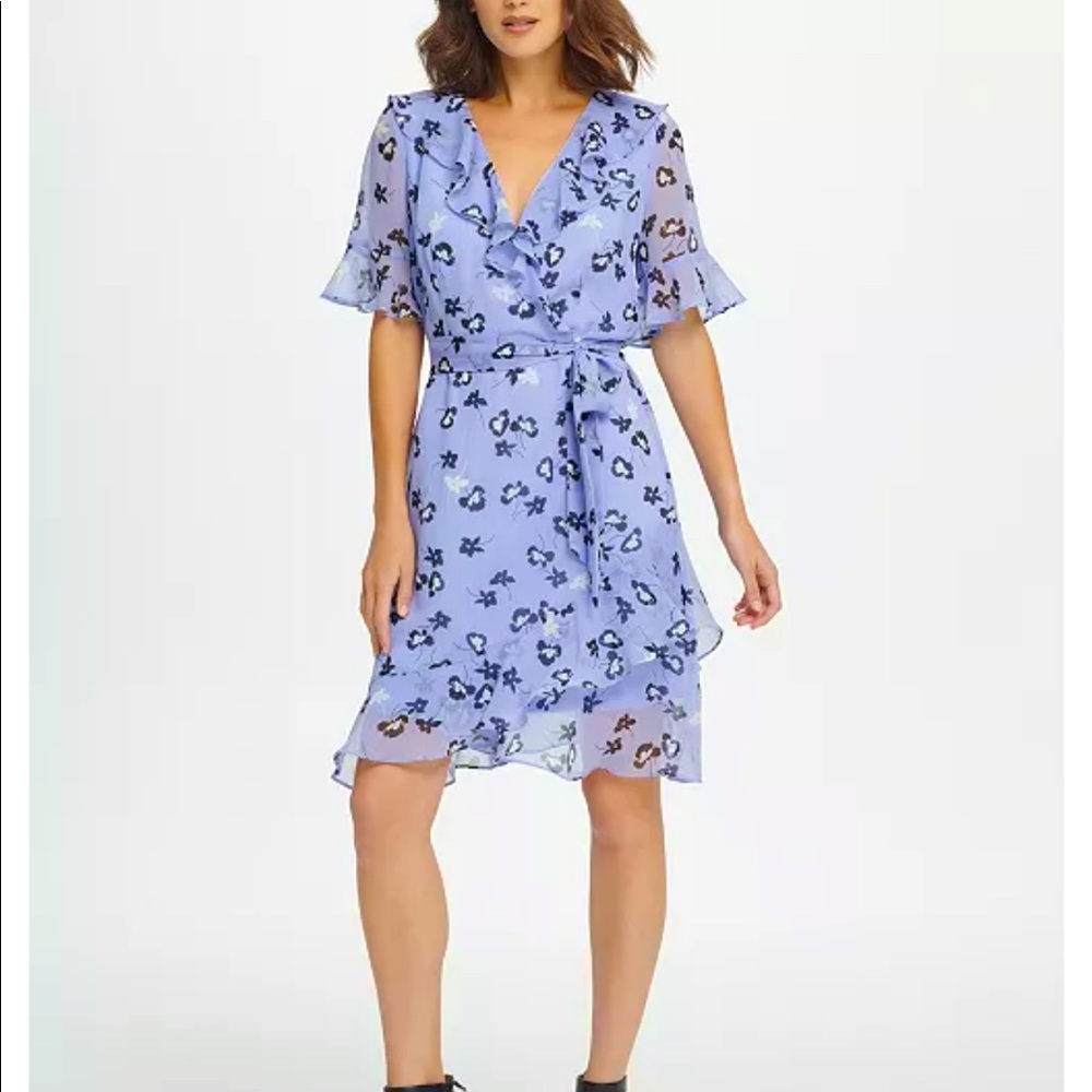 DKNY Ruffle floral mini dress